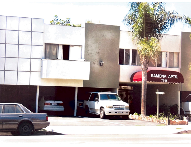 Front entrance of apartments building